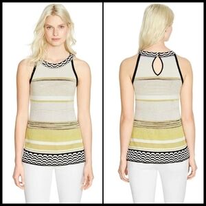 Women's Striped Sleeveless Top - Black, White, Yellow